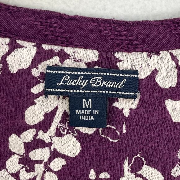 Lucky Brand Womens Medium Floral Embroidered Tunic Top Long Sleeve V Neck Boho - Picture 5 of 11